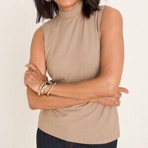 CHICO’S Black Mock Neck Ribbed Tank Top | Size 2 or Large